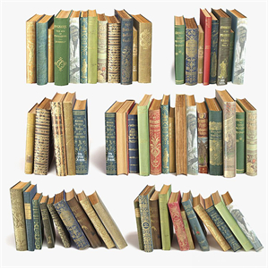 Old books on the shelf set 11